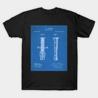 Corkscrew Patent - Wine Lover Home Kitchen Art - Blueprint T-Shirt